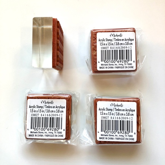 MICHAELS Zebra, Houndstooth, Bamboo Cane + Baroque Rubber Stamp Acrylic Set of 4 - Picture 5 of 8